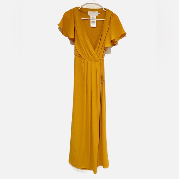 marigold bridesmaid dress david's bridal Eva Lace-Up Tank Maxi Dress - Linen Blend - Size S-XL